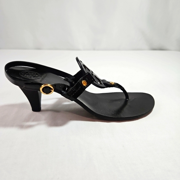 Tory Burch Black Leather Sandals Sz 8 - Picture 4 of 7